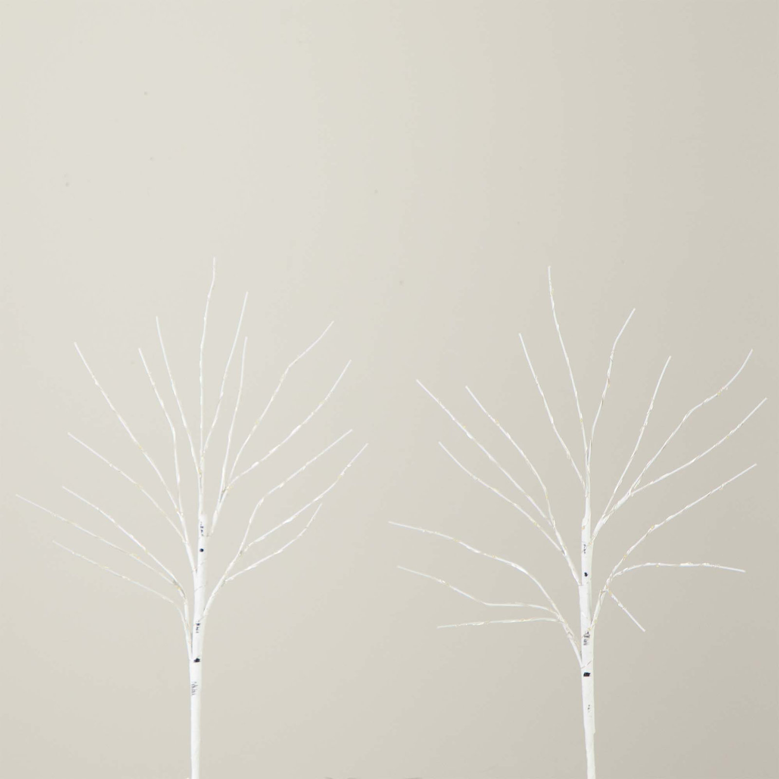 24in. Pre-Lit Artificial White Birch Branches with 80 Warm White LED Lights - Set of 2