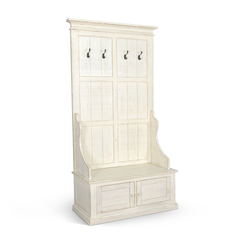 Apollinaris Hall Tree 40'' Wide with Bench, White Sand