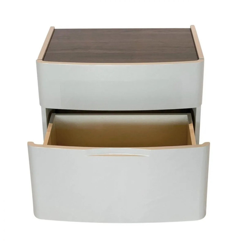 Commode anglaise à 2 tiroirs en blanc / châtaignier