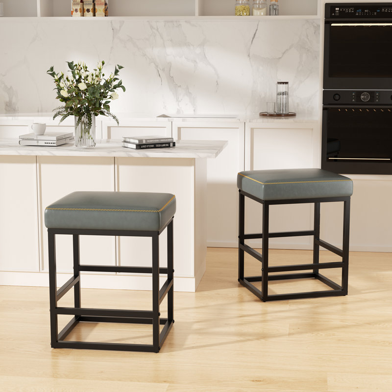 Modern Edge, Cozy Feel: Faux Leather Upholstered Counter Bar Stools for Every Home, Grey