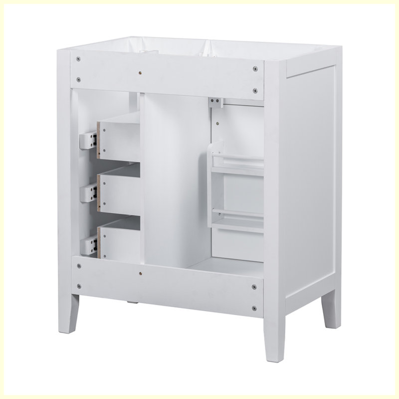 Meuble-lavabo moderne avec armoire et tiroirs, Blanc / Blanc
