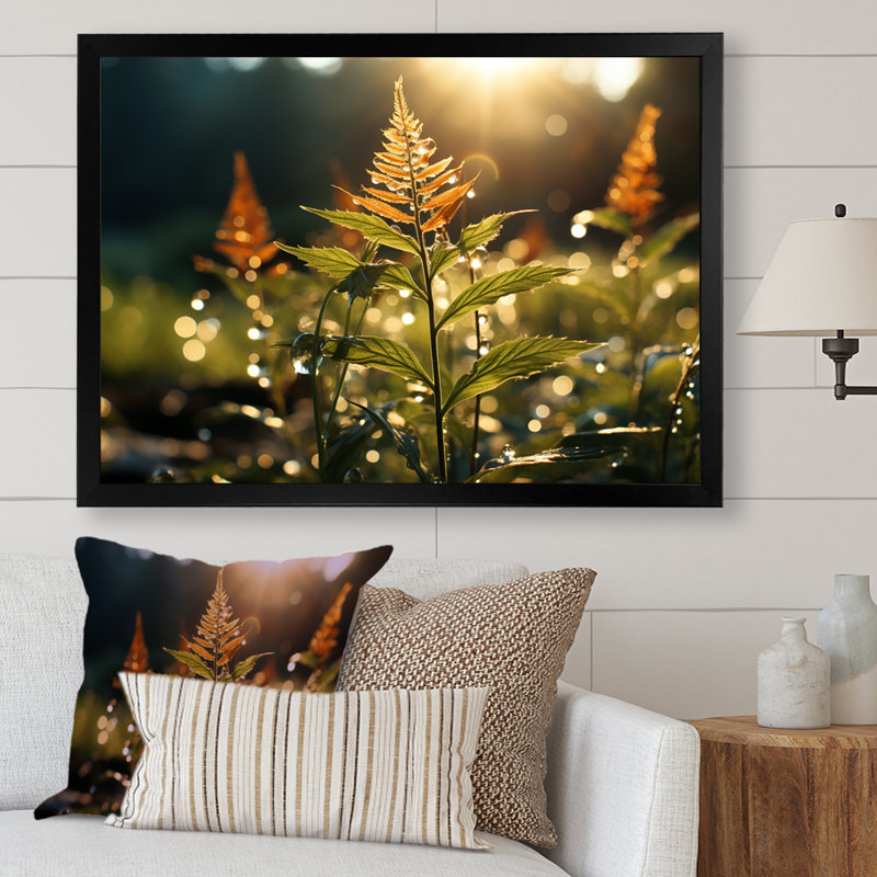 «Green Field Tranquil Oasis», reproduction sur toile, Cadre simple noir, H 16 po x l 32 po x P 1 po