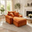 Canapé-lit surdimensionné avec fauteuil et assise profonde, pouf amovible à deux niveaux et lit d'appoint pour un confort optimal au salon.-2058521250