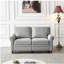 Linen Fabric Upholstery with Storage Loveseat (Grey)
