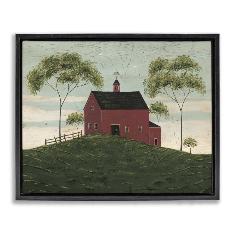 Toile de grange avec paire d'arbres sur toile flottante, conception de Warren Kimble, H 25 po x l 31 po
