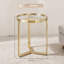 Round Tempered Glass Side Table, Geometric Metal Frame Modern Accent Table for Living Room Bedroom-1698612571