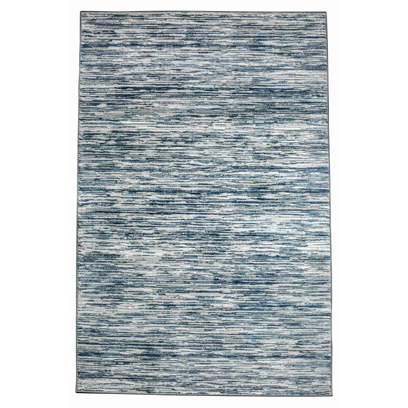 Tapis rayé bleu Davide 1228, Rectangle 8 pi x 10 pi