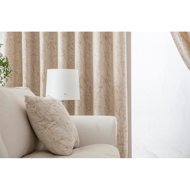 Zamora Chenille Jacquard Pencil Pleat Curtains Pair, Cream, 168cm Width x 137cm Drop