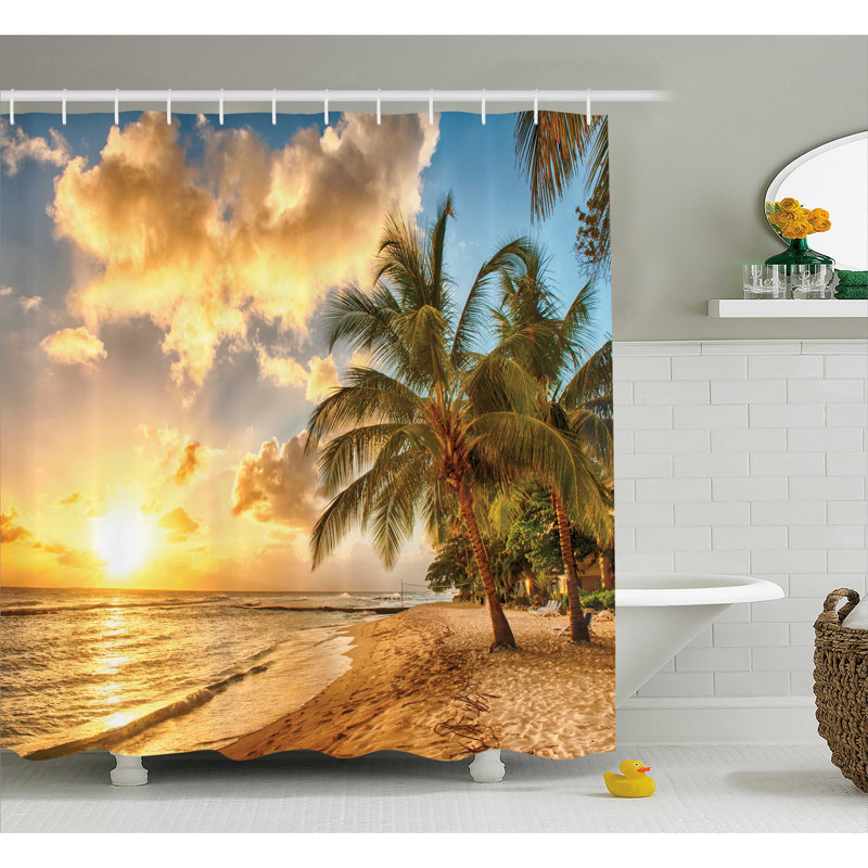 Rideau de douche tropical simple sandy beach, l 69 po x L 75 po