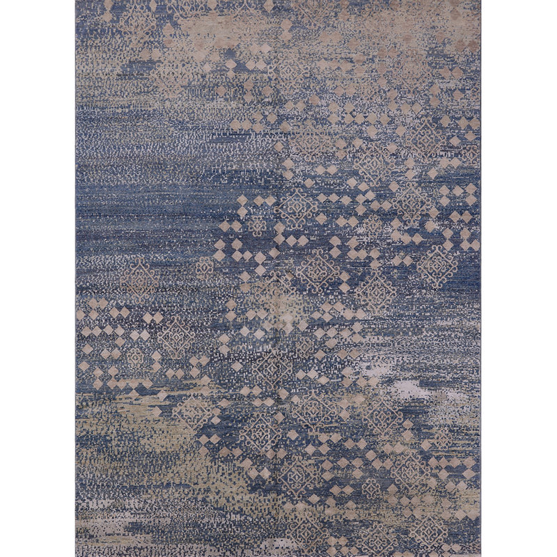 Tapis abstrait bleu / beige Hackneyville, Rectangle 6 pi x 9 pi