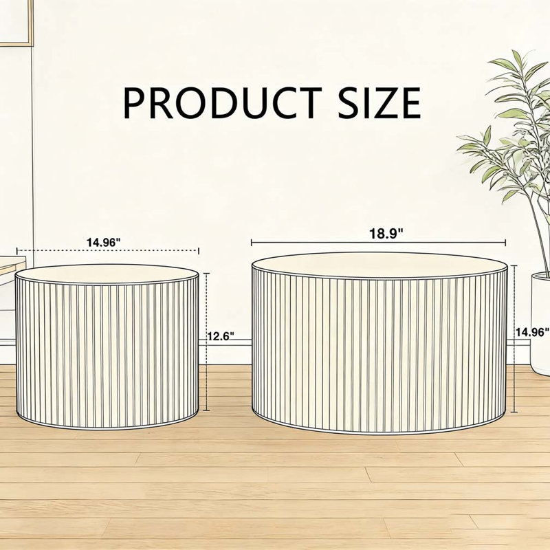 Table basse ronde en bois, 15.75" H x 47.25" L x 47.25" W