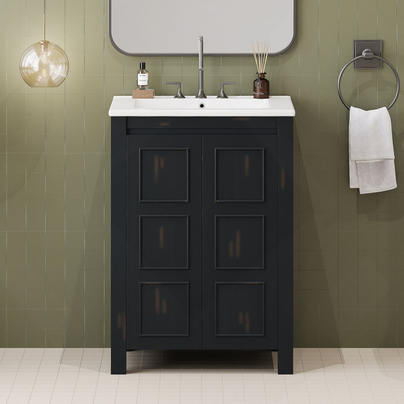 Petit meuble-lavabo 24 "avec lavabo en céramique