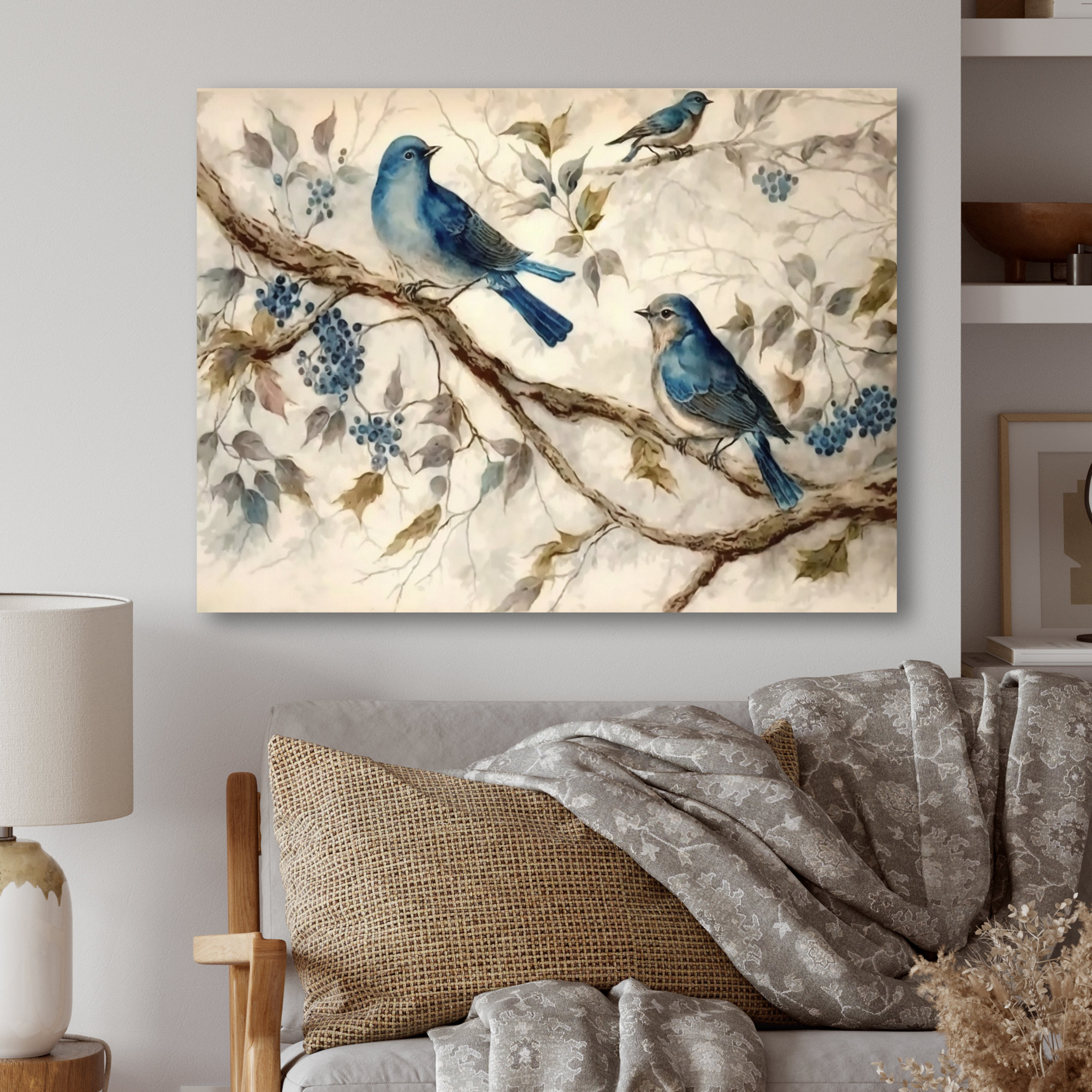 Red Barrel Studio® Two Blue Birds Sitting On A Branch Vintage ...