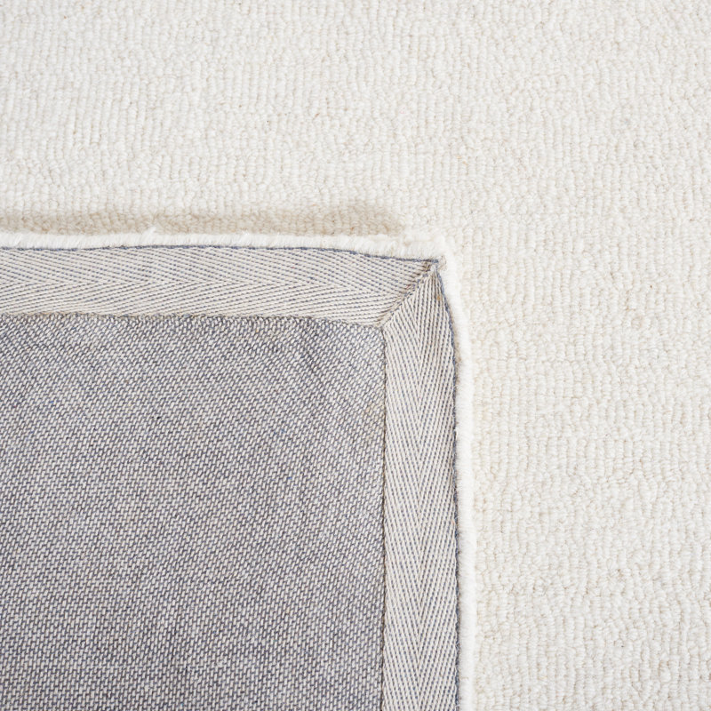 Dontravious Hand Tufted Wool/Cotton Geometric Rug in Gray/Ivory, Rectangle 4' x 6'