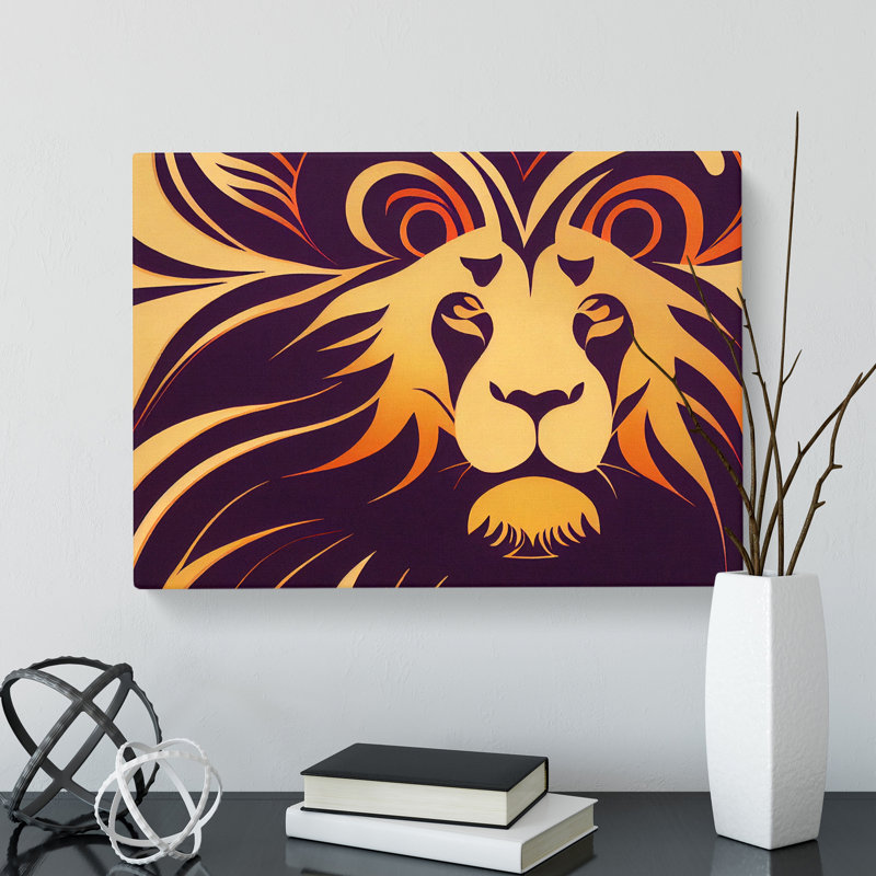 Art Deco Lion Vol.1 - Wrapped Canvas, 50cm H x 76cm W x 3cm D