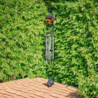 36" Long Cardinal Silhouette Scene Wind Chime