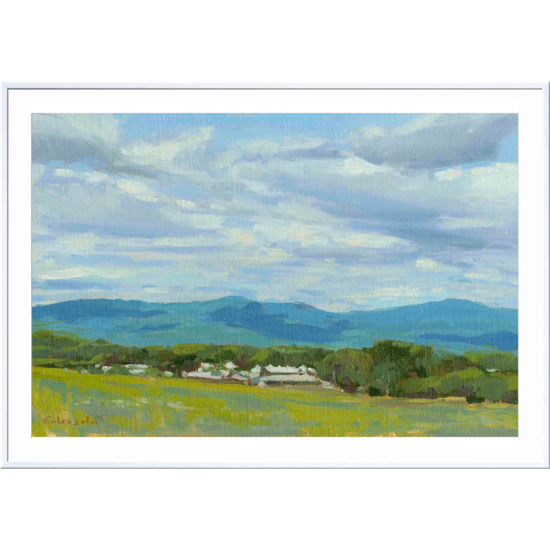 Peinture «Holyoke Range» par Stephen Calcasola - peinture encadrée, Blanc, H 12 po x l 12 po
