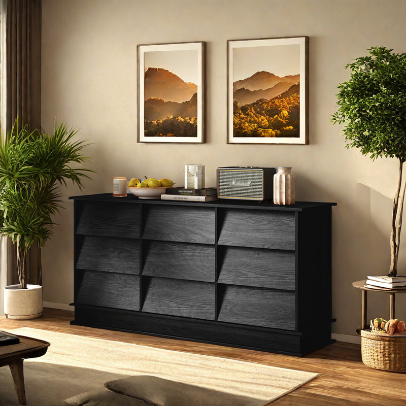 Nordic Retro Style Accent Chest, Black