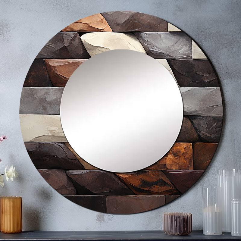 Bean Stone Collage I - miroir mural en pierre unique Geode, 29 po x 29 po