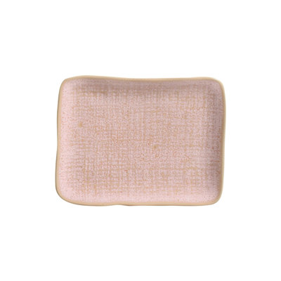 Litchi Small Juta Rectangular Platter 7.1" Ceramic Stoneware - Microwave, Oven, and Dishwasher Safe, by Porto Brasil
