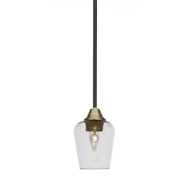 Mini-luminaire suspendu 1 lumière Achen, Laiton / Noir