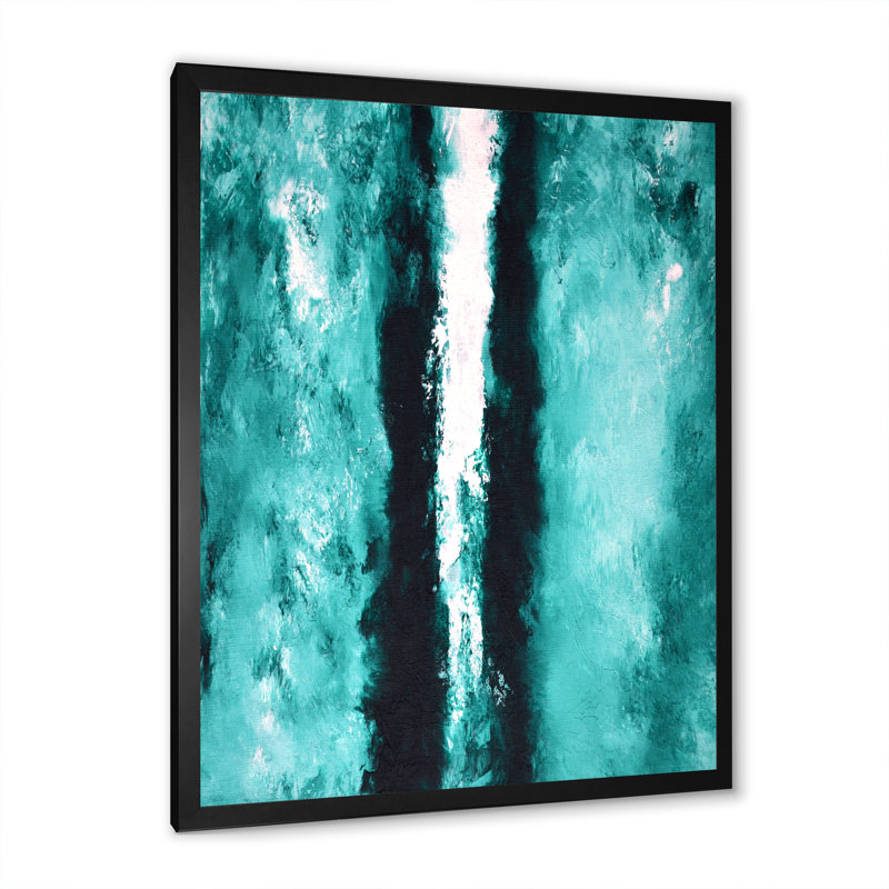 «Colorfields in Turquoise and White» - Reproduction de photo encadrée sur toile, H 36 po x l 24 po x P 1 po, Cadre noir