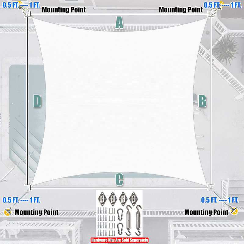 Voile d'ombrage Amgo, Blanc, 12 ft. x 20 ft.