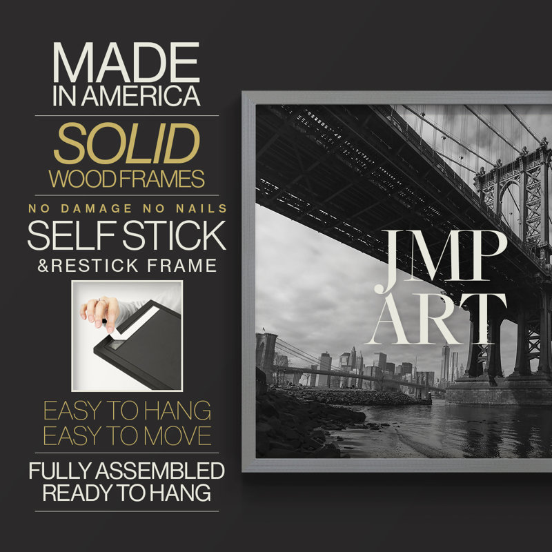 Manhattan Bridge -Framed Print - Restickable, Gray, 22" H x 28" W