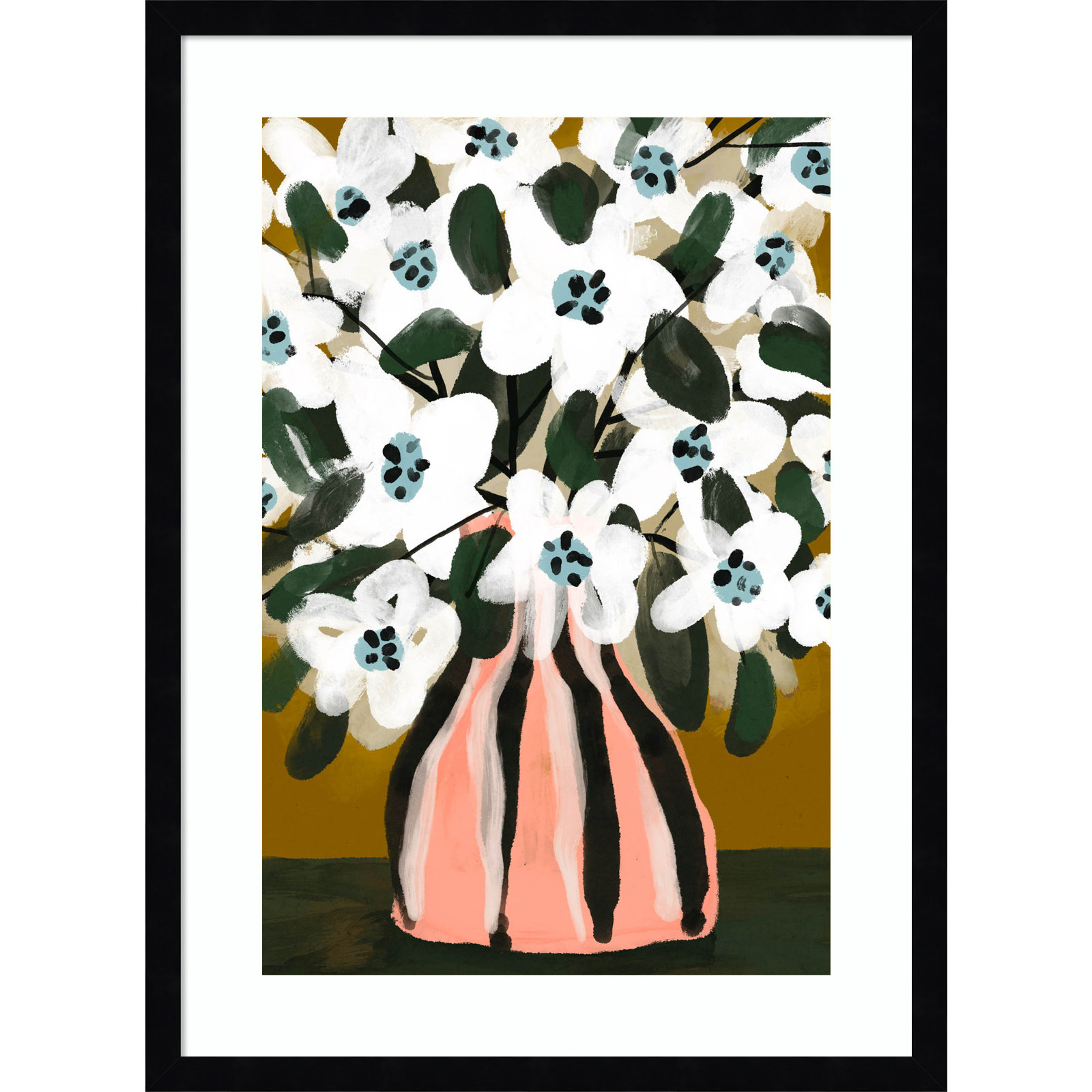 Galya "Pastel Flower Impression No. 9" Print, 25" H x 19" W, Black