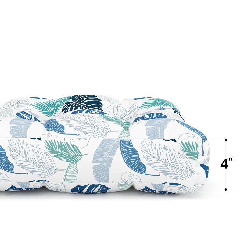 Red Barrel Studio® Outdoor 4" Seat/Back Chair Cushion  (Set of 4), All-Season Comfort, Green/Blue