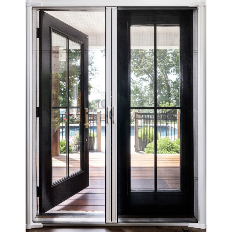 White Aluminum Full-View Retractable Double Screen Door 72" x 80"