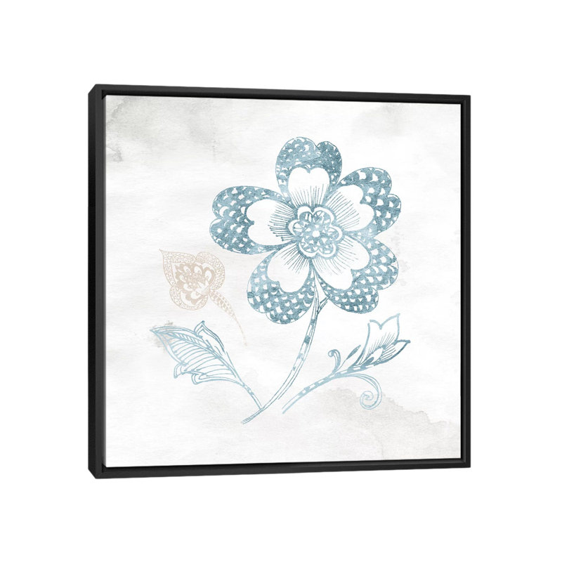 « eastern boho iv bleu-vert », impression sur toile, H 18 po x l 18 po x P 1,5 po, Toile encadrée noire, Pas de tapis