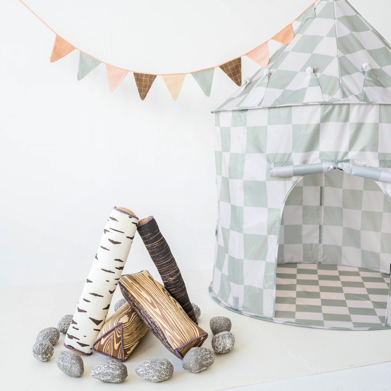 3 Sprouts Recycled Fabric Play Tent/checkerboard/green