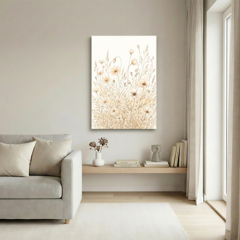 Art mural sur toile beige et crème, H 18 po x l 12 po