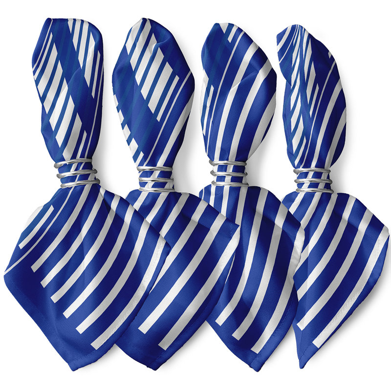 Hankins Polyester Striped Square Napkin, Blue