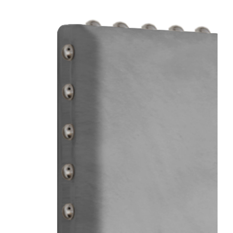 Tête de lit tapissier Haawa, Double, Velours gris argenté