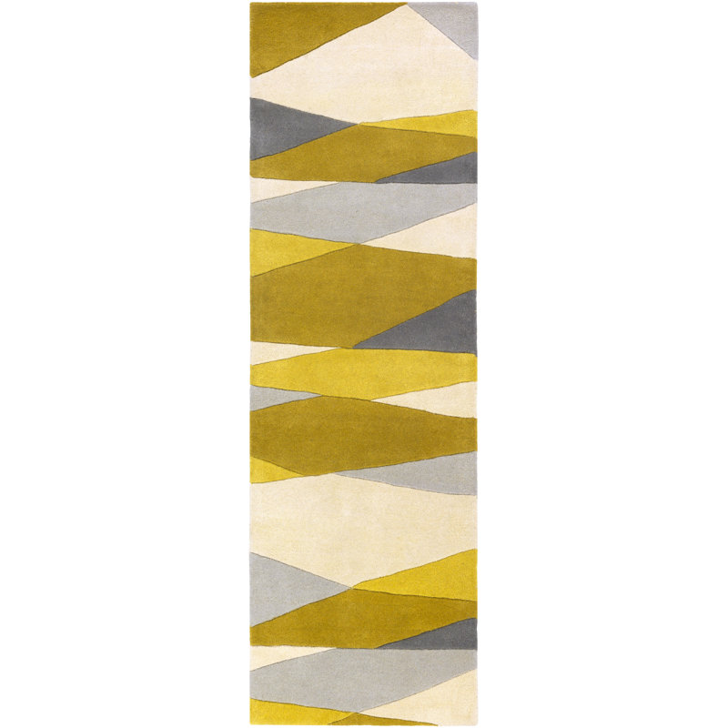 Ayeln Hand Tufted Wool Geometric Indoor Rug, Runner 2'6" x 8'