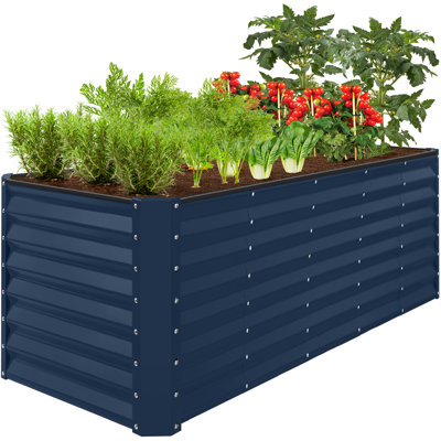 Lit de jardin en métal surélevé 8X2x2pi pour fleurs, légumes, herbes - bleu marine