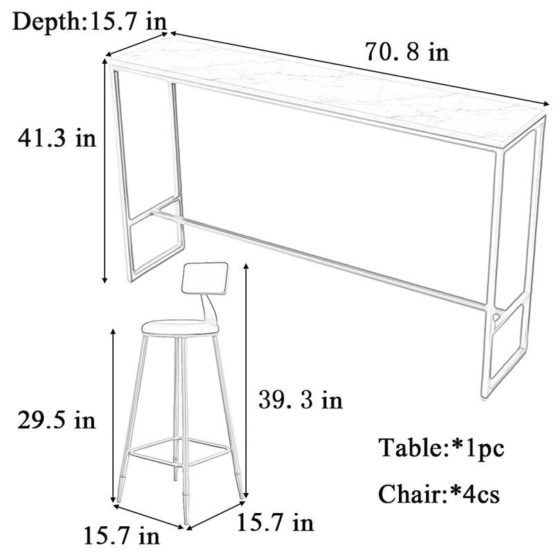 Erhard, 5 pièces: table, 4 chaises, Vert