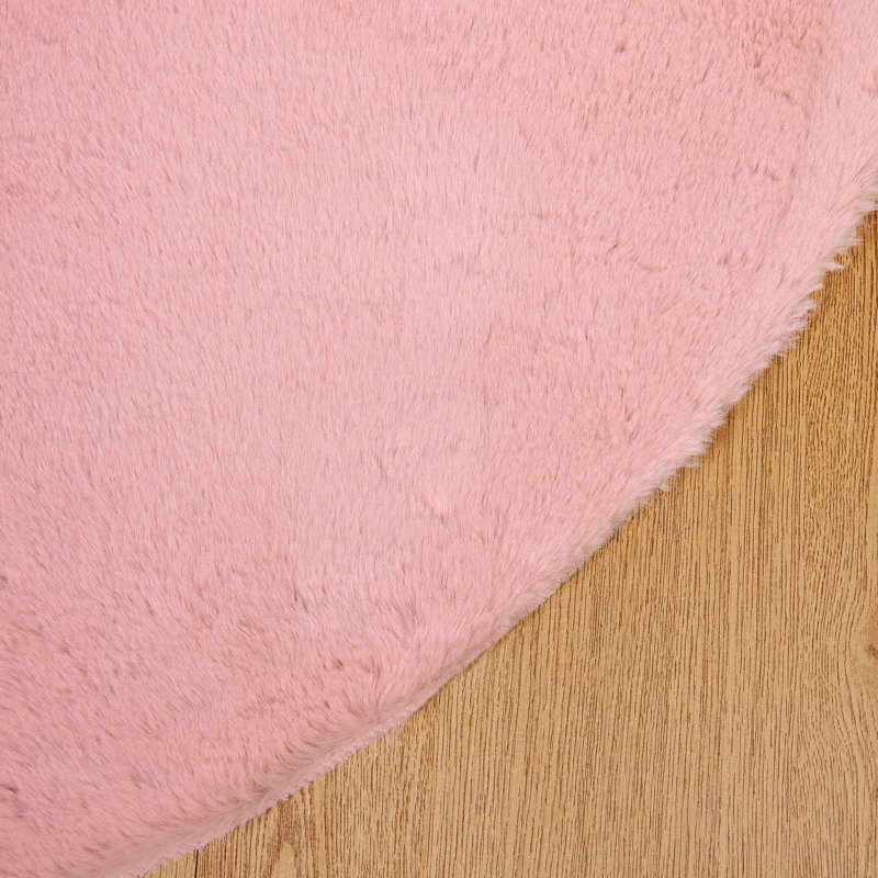  Faux Rabbit Fur Rug Olite Polyester, Pink, Round 160 cm