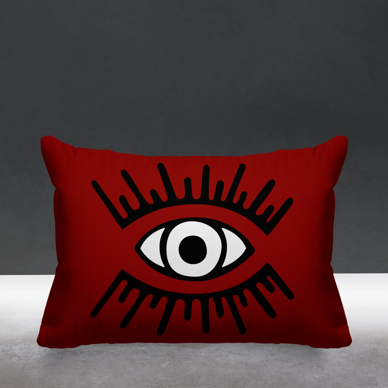 Coussin intérieur / extérieur Miranda Evil Eye, Rouge