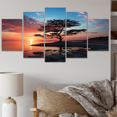 Sunset Dusk Serenade III - Landscape Sunset Canvas Art Print - 5 Panels