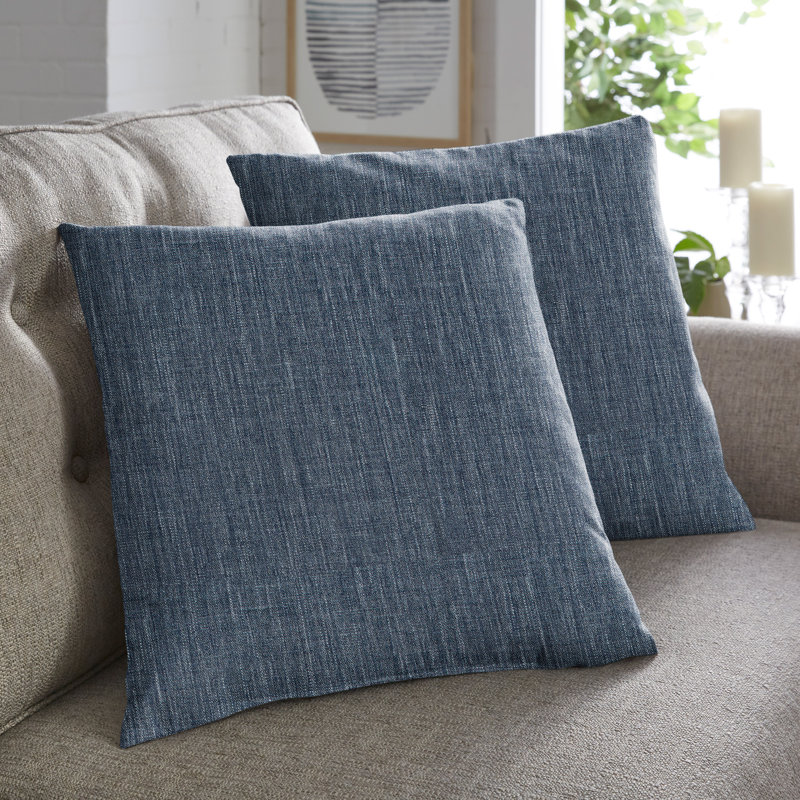  Coussin décoratif intérieur / extérieur en polyester, H 22 po x l 22 po, Bleu contemporain, Carré