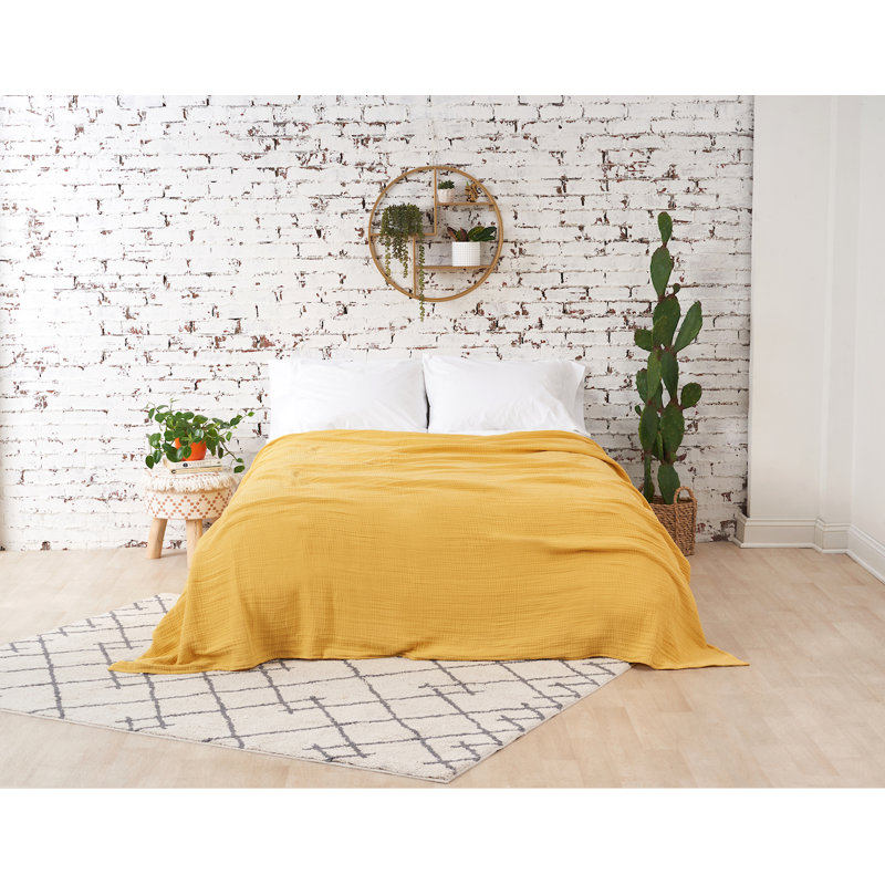 Ryker Moonbeam Gauze Coverlet, Queen Coverlet, Dandelion