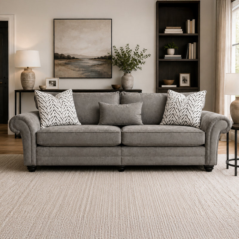 Dalton Textured Wave Sofa- Made in the UK, Grey, 4