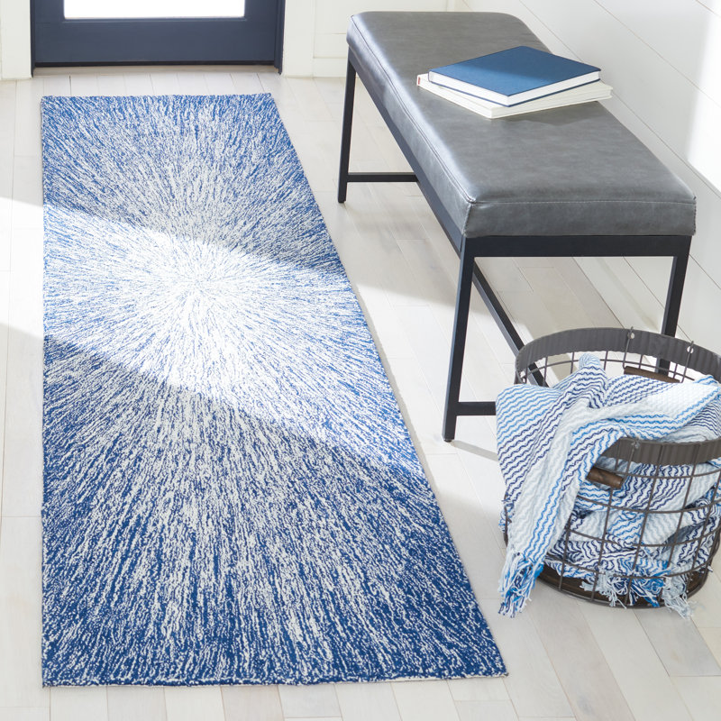Leudbald Micro-Loop Hand Tufted Wool And Cotton With Latex Abstract Rug, Runner 2'3" x 9'