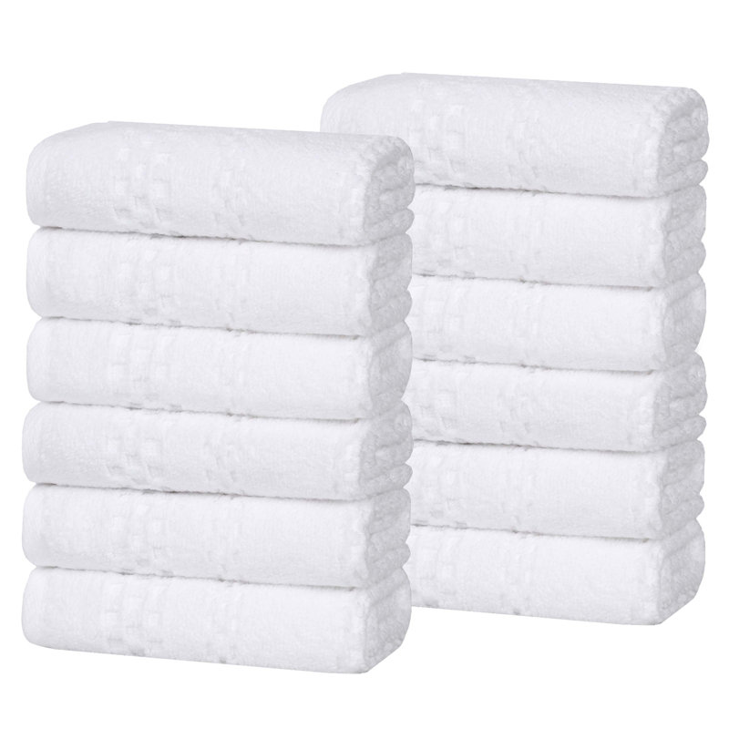 Playa Zero Twist Cotton Solid Waffle Textured Face Towels Washcloths, White