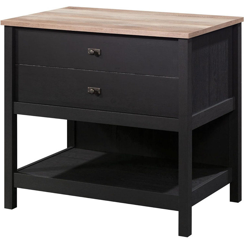 Cottage Road Lateral File Cabinet for Home Office, with Open Shelf Storage, Drawer with Full Extension Slides, in Raven Oak