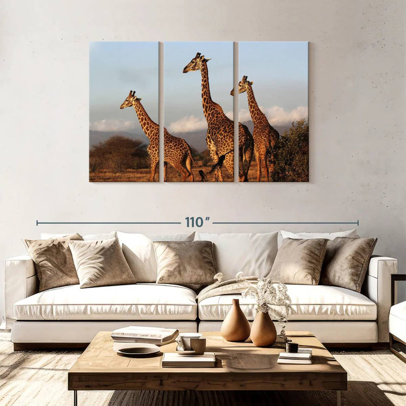 Brampt Three Brown Giraffes, 48" H x 74" W