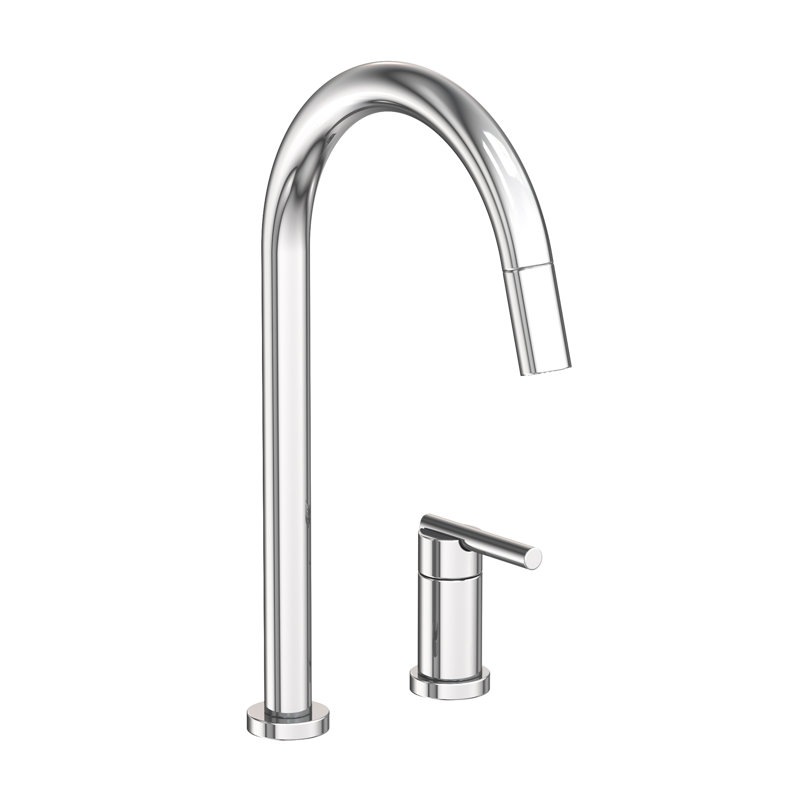 East Linear Pull Down Single Handle Kitchen Faucet, Polished Chrome